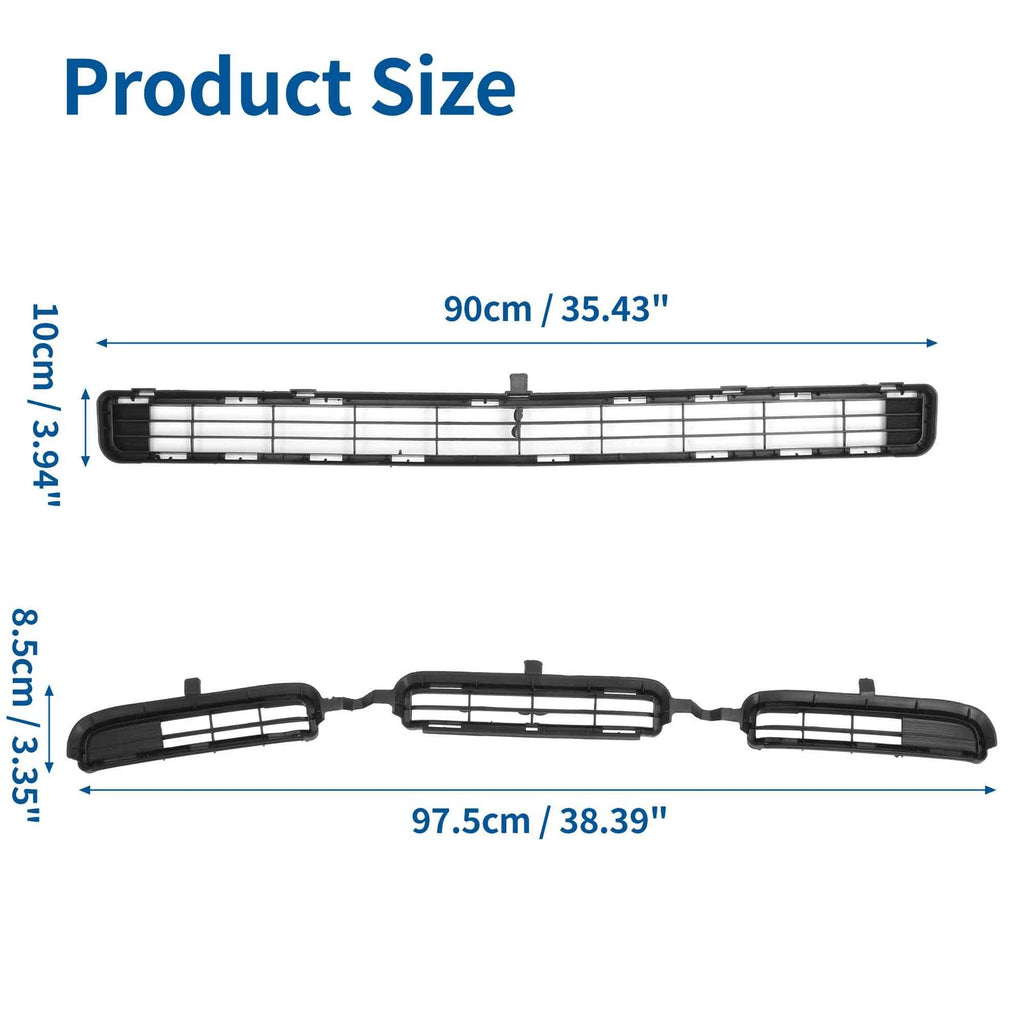2X Front Lower Hood Bumper Grille for Toyota RAV4 (2006–2008) Black