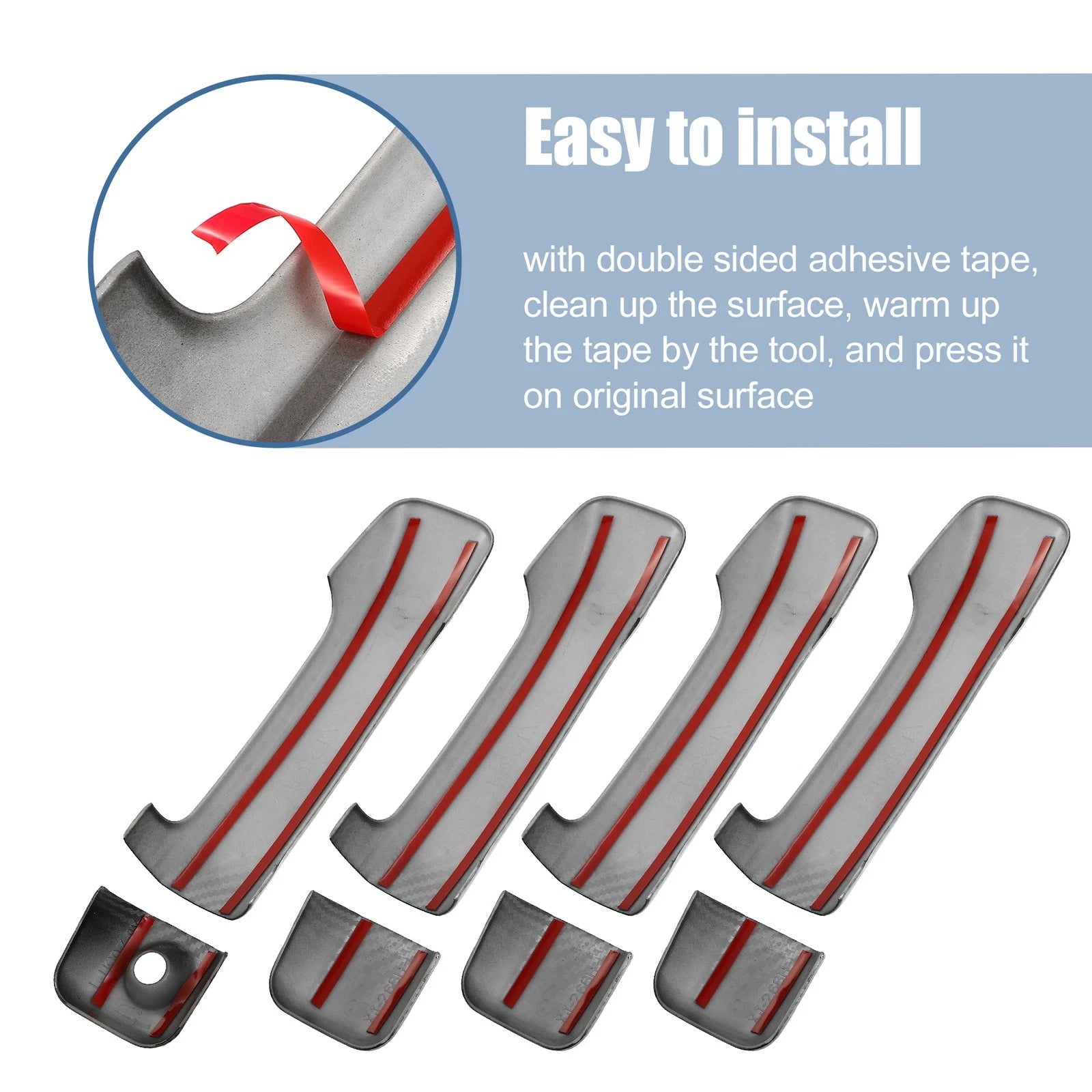 8pcs Side Door Handle Cover Trim for Toyota Tundra (2007–2020) Carbon Fiber