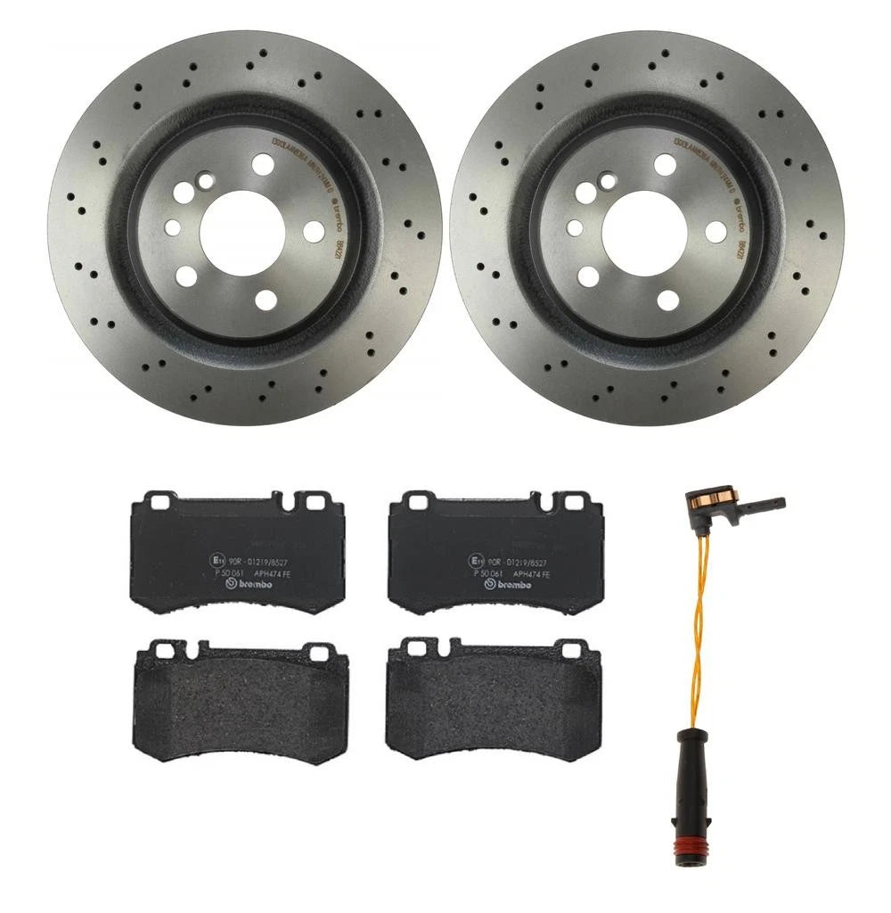 Brembo Rear Brake Kit for Mercedes C215 C216 W220 (Low-Met Pad, Sensor, Disc Rotors)
