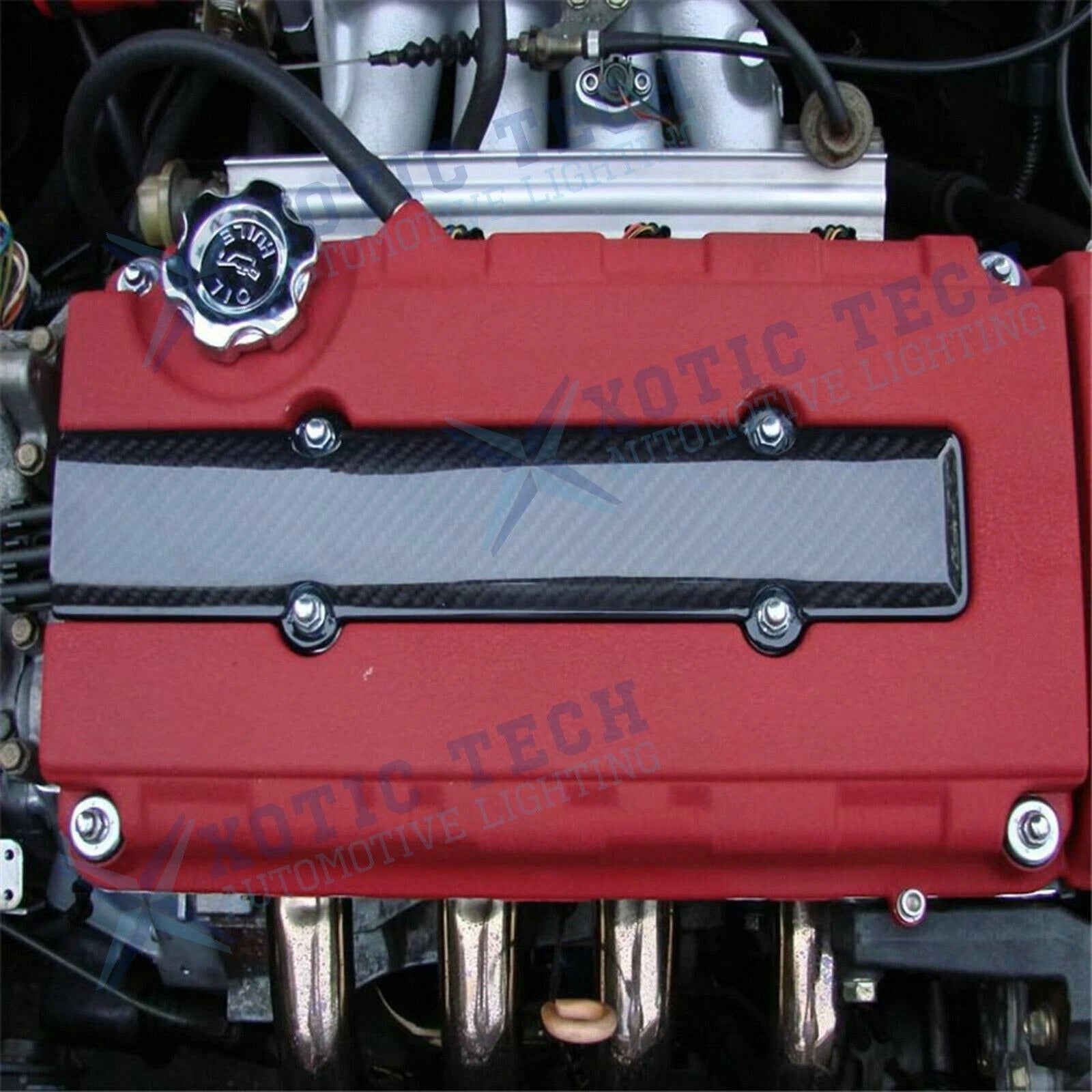 Carbon Fiber Style Engine Plug Cover for Honda Civic B-Series (B16-B18)