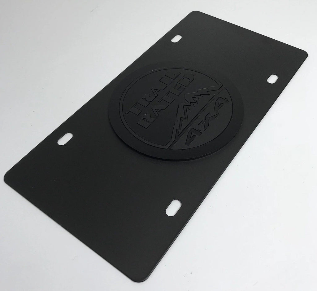 Matte Black Trail Rated Emblem License Plate for Jeep (2018–2024)