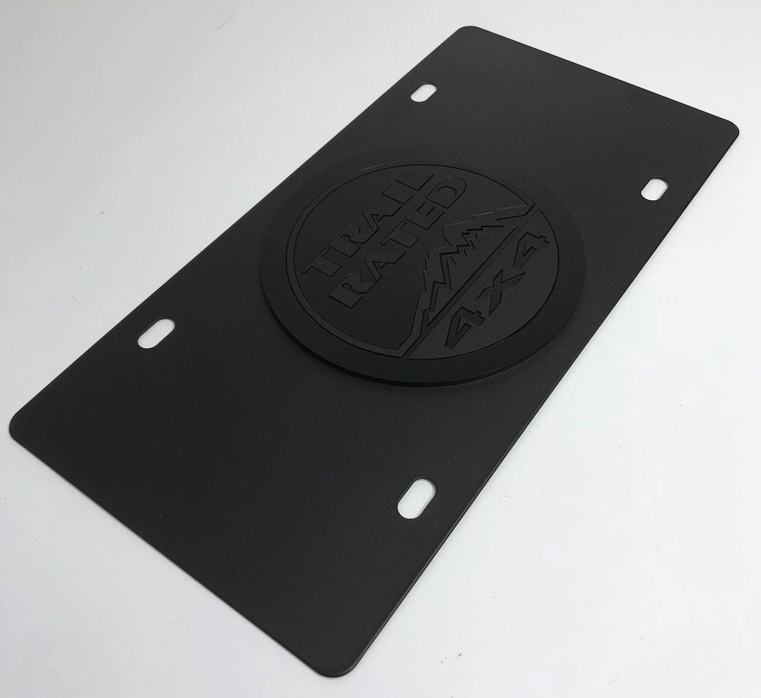 Matte Black Trail Rated Emblem License Plate for Jeep (2018–2024)