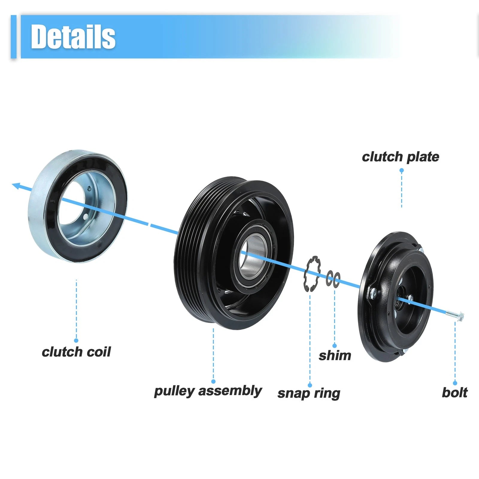 AC Compressor Clutch Set for Nissan Rogue (2008–2015) A/C Clutch Assembly