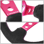 350mm 3" Dish Steering Wheel for NRG (Fuschia Suede, 6 Bolts)