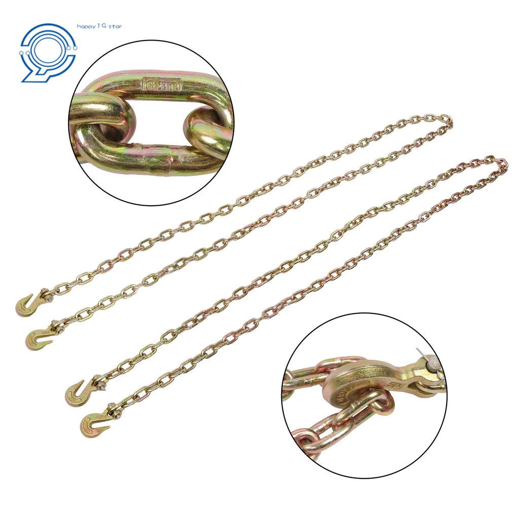Set of 2 G80 Tie Down Tow Chains with Hooks for Heavy-Duty Use