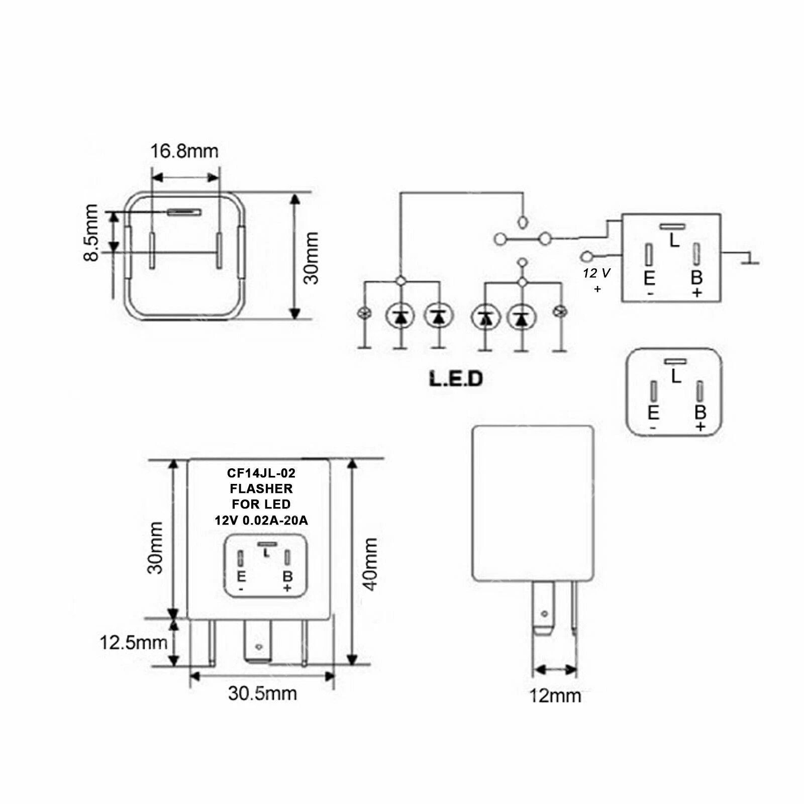 3-Pin LED Turn Signal Fix Flasher Relay for JL-02 EP35 (2014-2018)