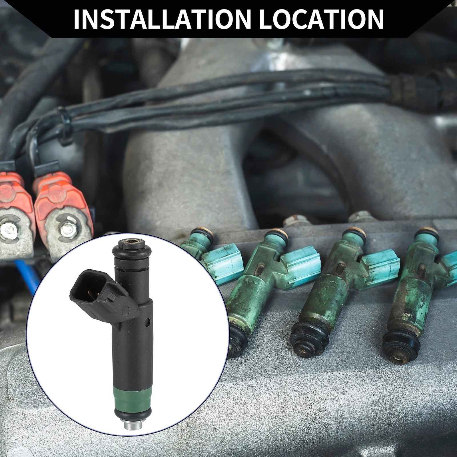Fuel Injector No. 53032704AB for Dodge Ram 1500 (2004–2007) 4.7L Black