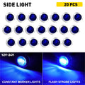 20X Blue LED Warning Lights for Truck Trailer (3/4" Inch)