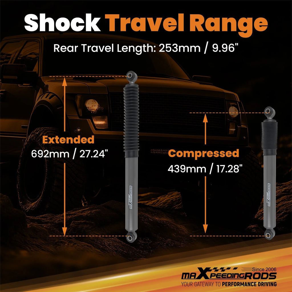 Heavy Duty Twin-Tube Shocks for Ram 1500 4WD (2011–2018) Rear 0-3" Lifted Pair