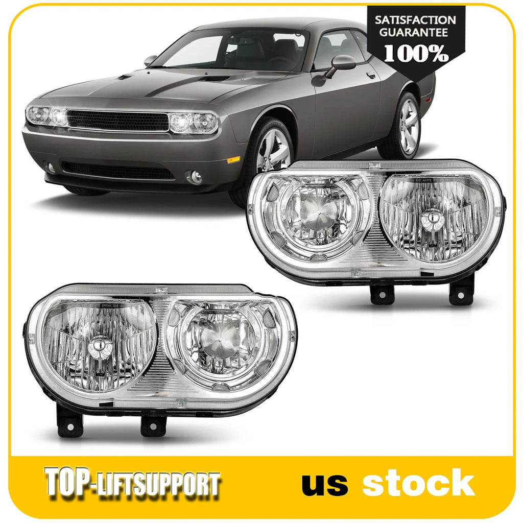 Set of 2 Headlight Assemblies for Dodge Challenger (2008–2014) Chrome Housing
