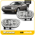 Set of 2 Headlight Assemblies for Dodge Challenger (2008–2014) Chrome Housing