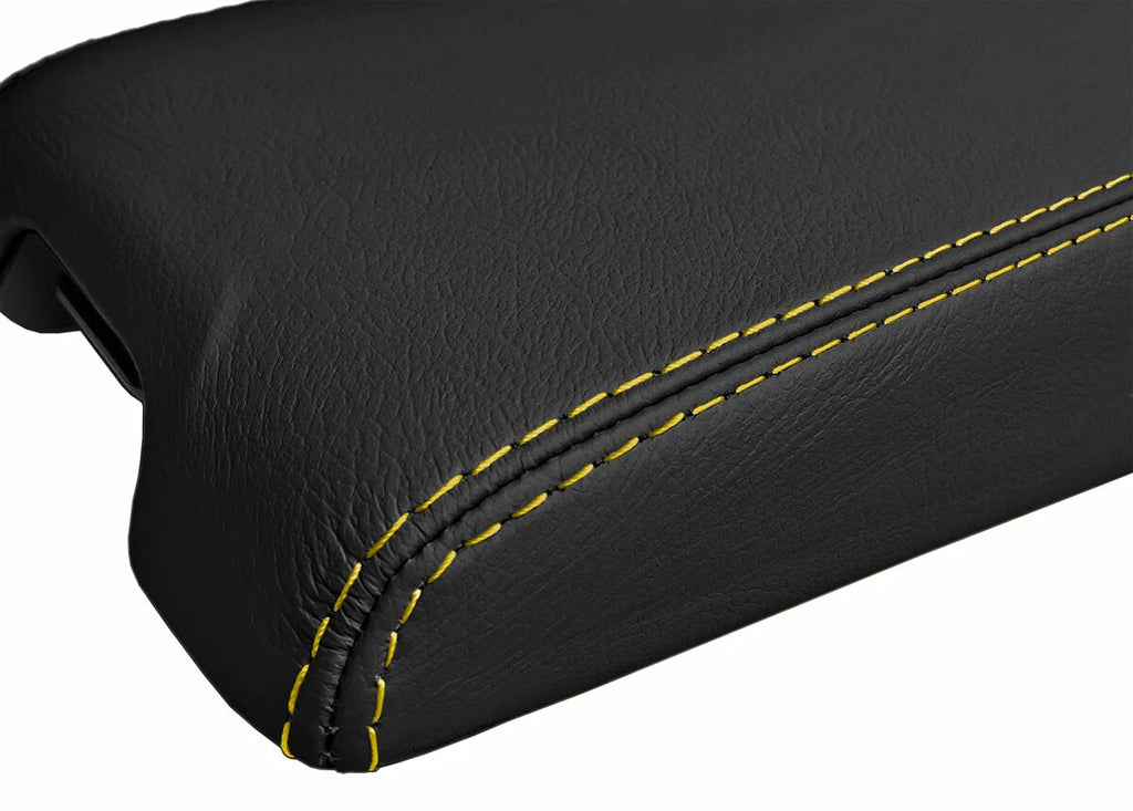 Leather Console Lid Armrest Cover for Infiniti G35 Coupe (2002–2007) Yellow Stitch