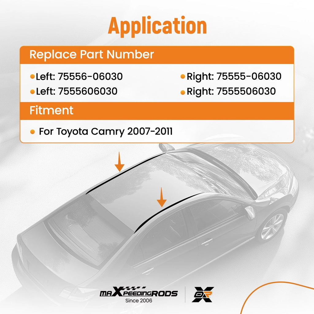 2X Roof Molding Trim Kit for Toyota Camry (2007–2011) 75555-06030