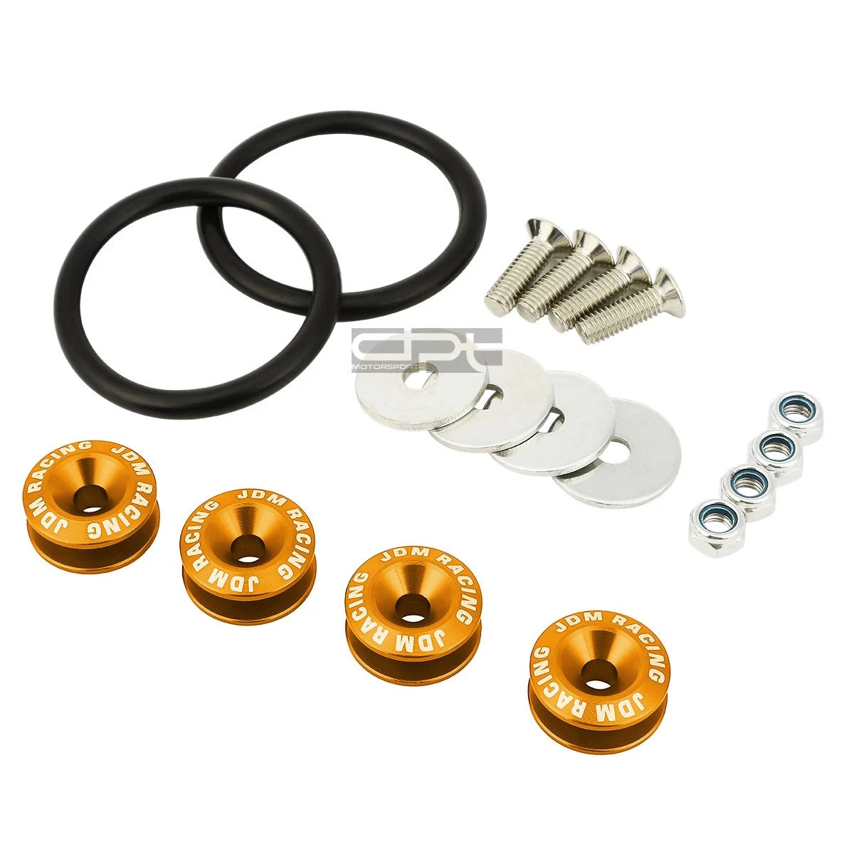 Set of 4 Aluminum Quick Release Fasteners for Orange Car Bumper/Fender/Trunk