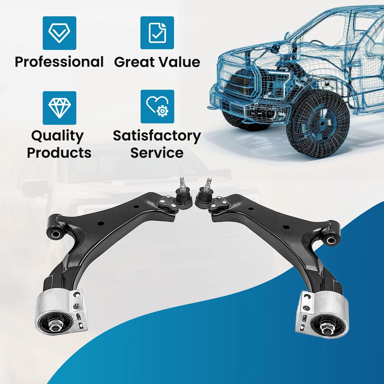 2X Front Lower Control Arms w/Ball Joint for Chevy Equinox GMC Terrain (2010–2017)