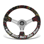 350mm 3" Dish Steering Wheel for NRG (3-Spoke, Black Suede, Chrome Spokes)
