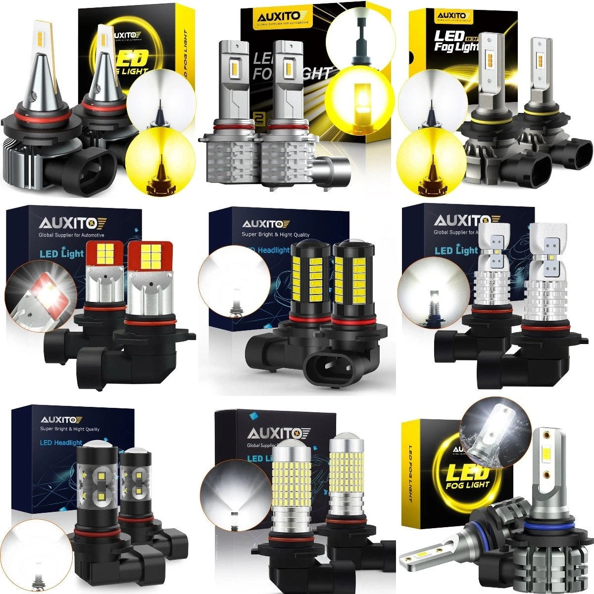 2X AUXI9145 H10 LED Fog Light Bulbs 6000K for Dodge Ram 1500 (2019–2023)