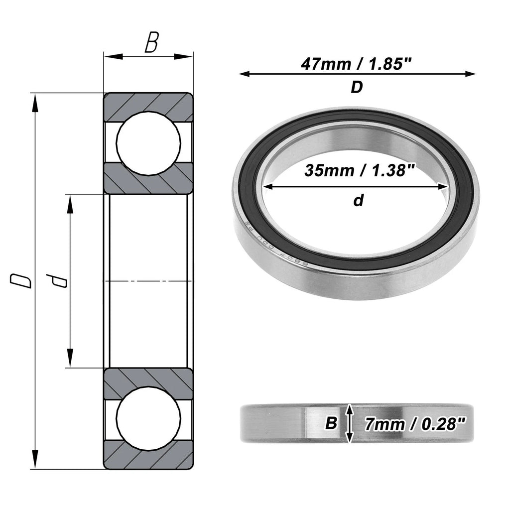 Deep Groove Ball Bearing 35x47x7mm for Scooter Skateboard (P5)