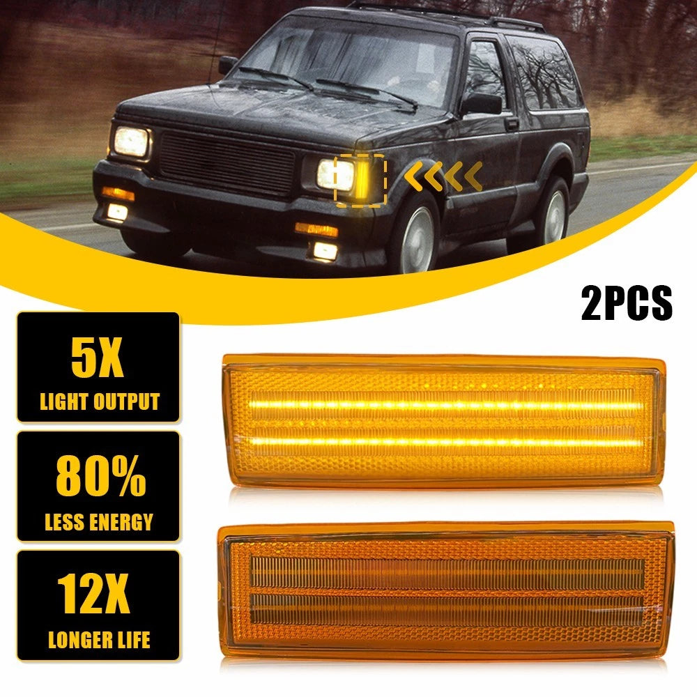 2X Amber/White LED Front Side Marker Light for Chevrolet S10 GMC Jimmy (1982–2005)