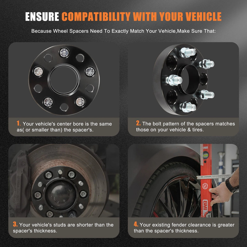 2X 1" Wheel Spacer for 5x4.5 Bolt Pattern (HubCentric)