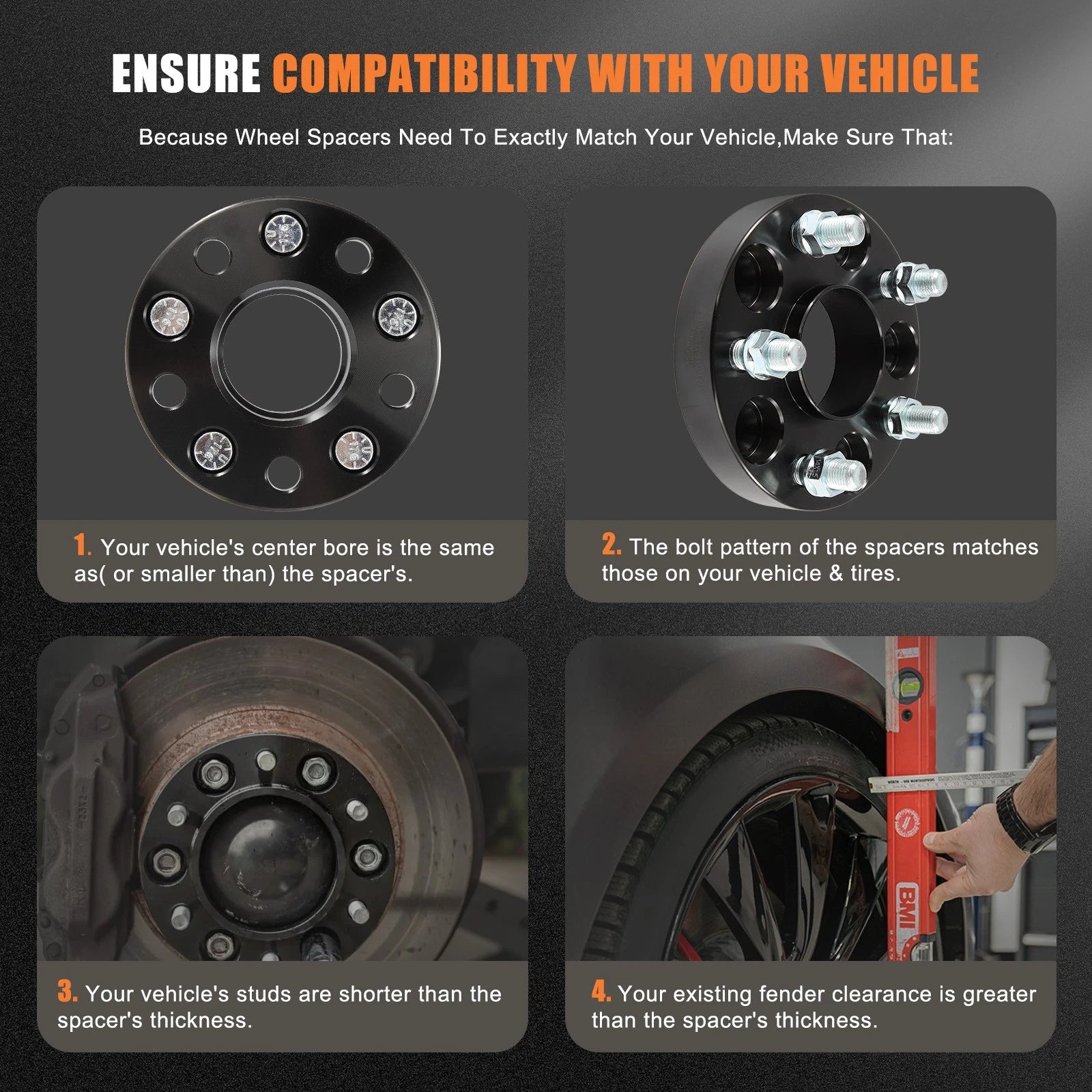 2X 1" Wheel Spacer for 5x4.5 Bolt Pattern (HubCentric)