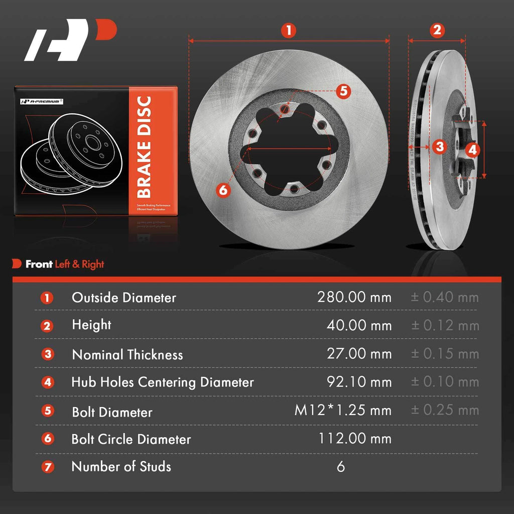 Front Disc Brake Rotors for Chevrolet Colorado GMC Canyon (2004–2008)