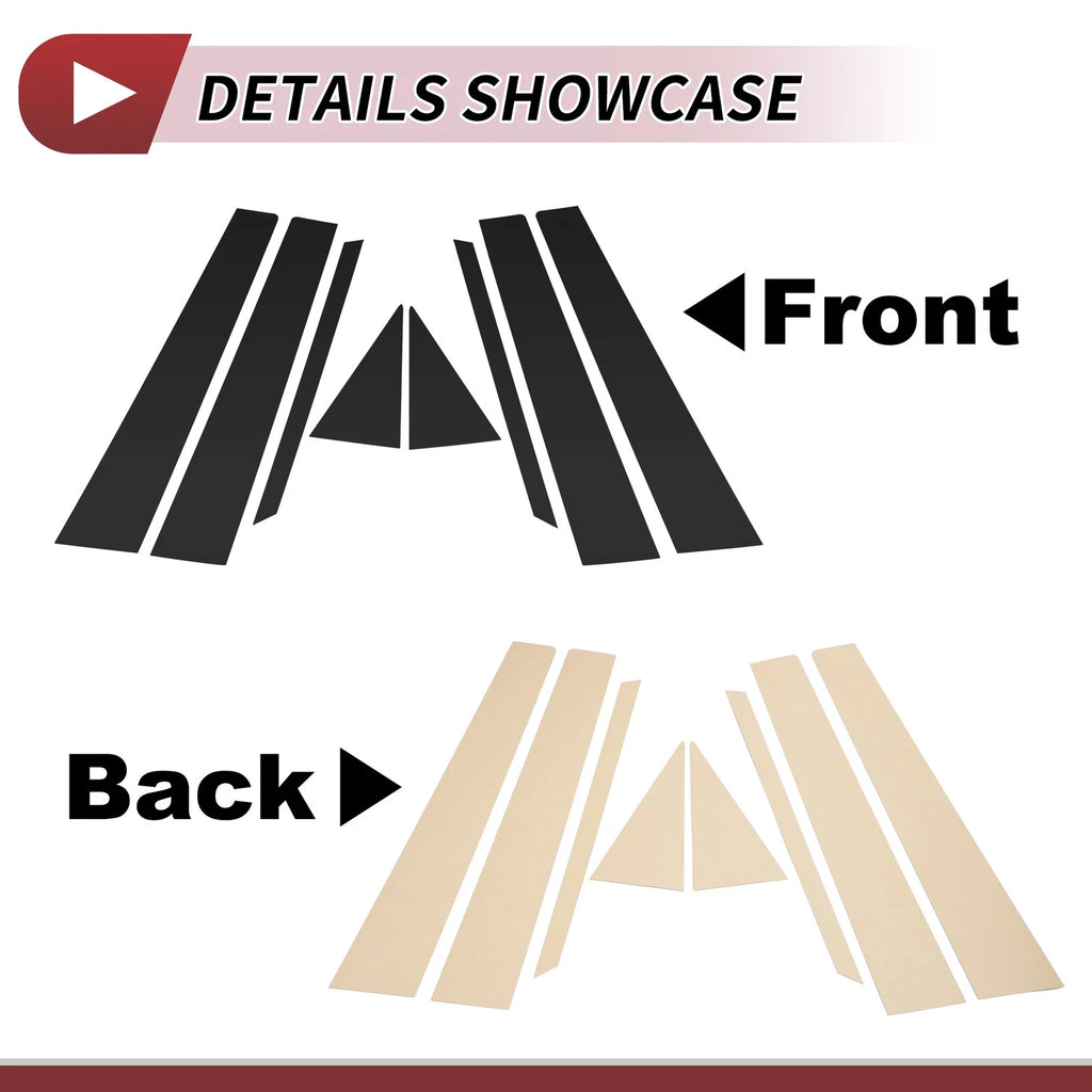 8 Pcs Door Pillar Window Trim for Nissan Sentra (2013–2017) Black