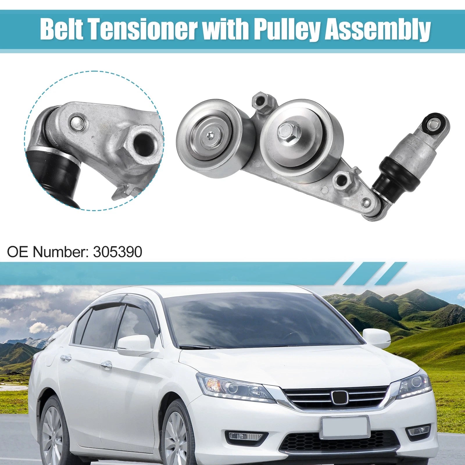 Drive Belt Tensioner Pulley Assembly for Honda Accord Odyssey Pilot (No. 305390)