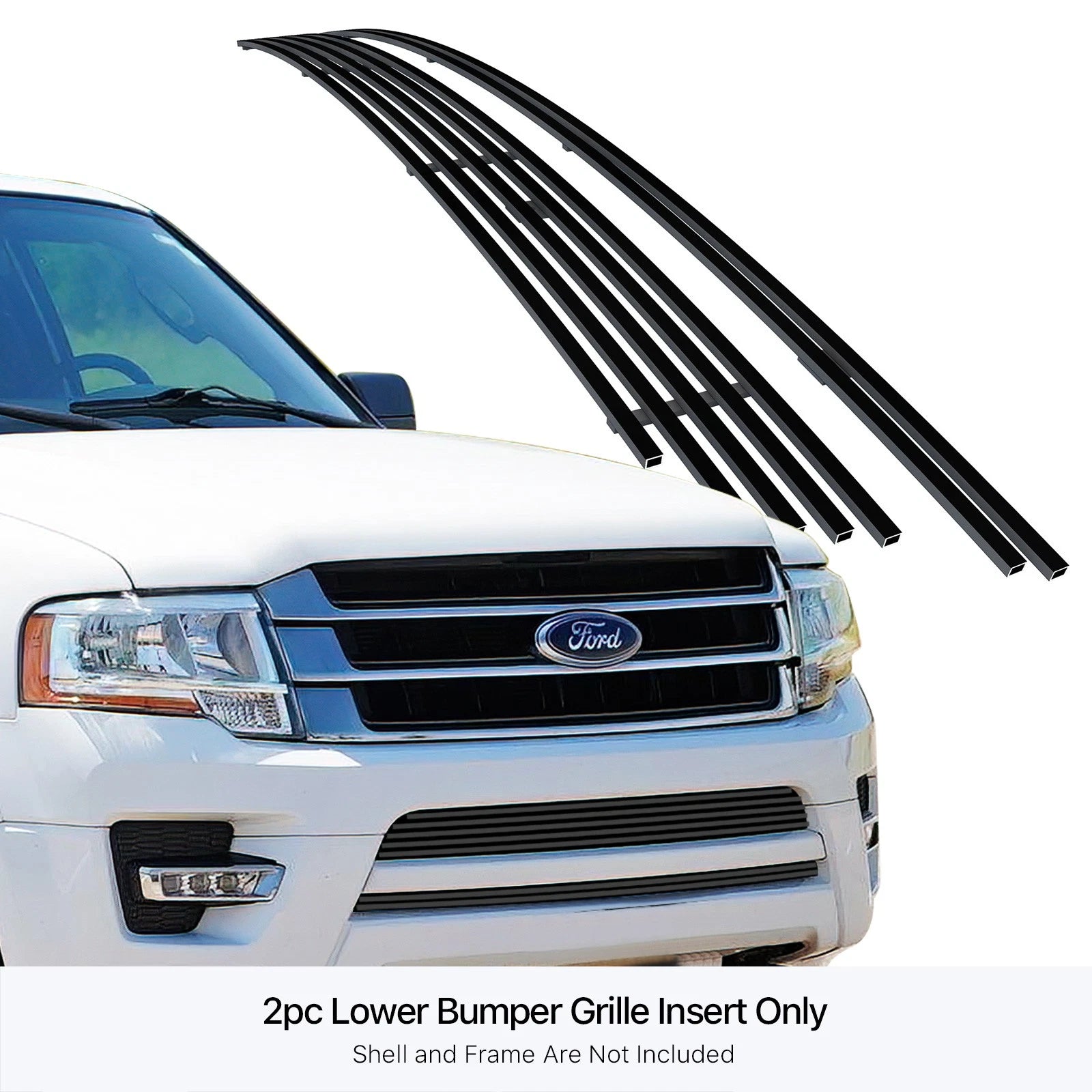 Lower Bumper Grille Insert for Ford Expedition (2015-2017) Stainless Black