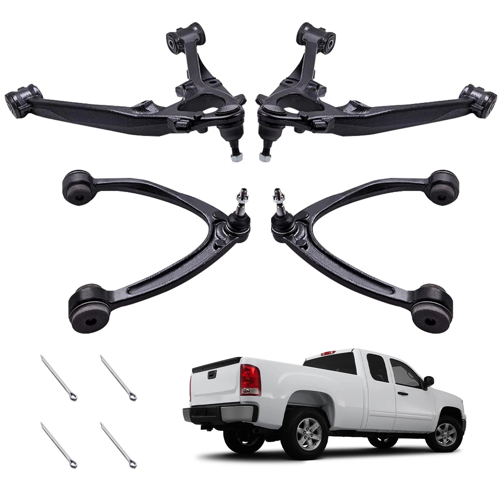 4X Front Upper Lower Control Arms for Chevy Silverado Sierra 1500 Yukon (2007–2015)
