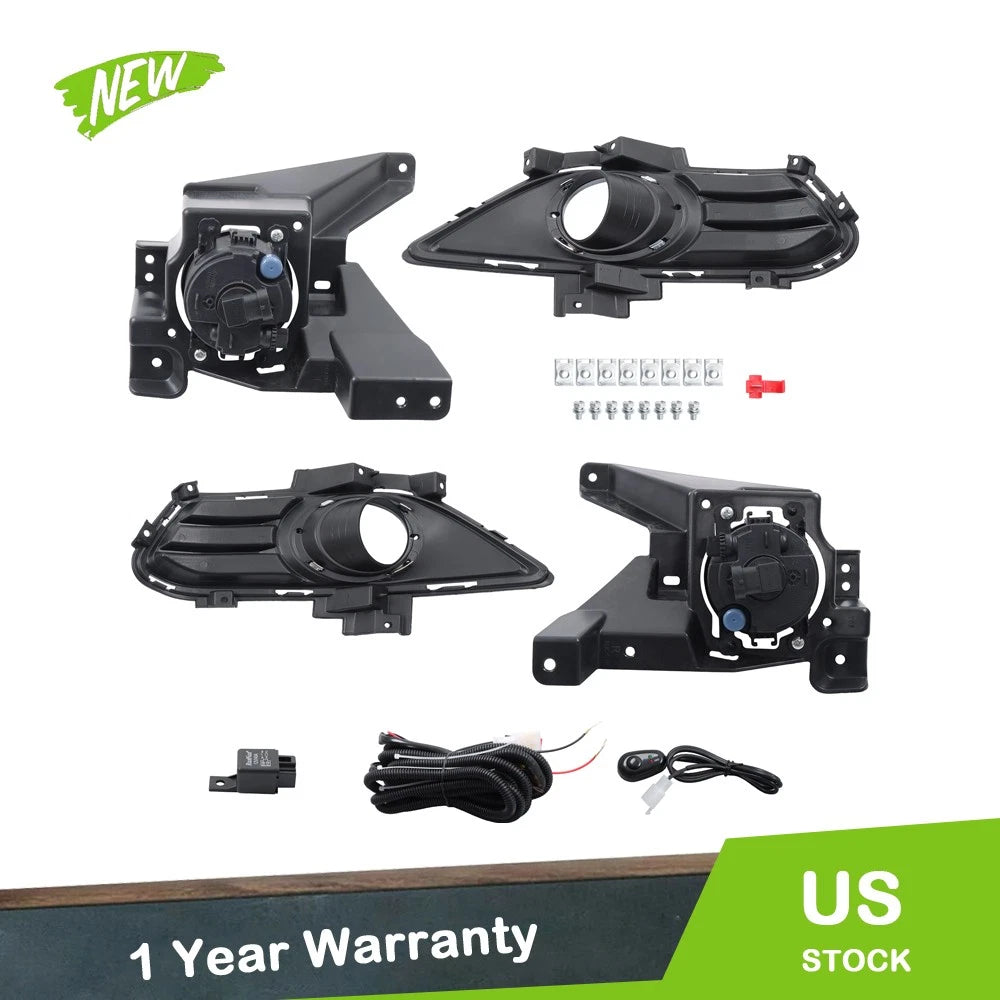 Set of 2 Fog Lights for Ford Fusion (2013–2016) with Gloss Black Bezel