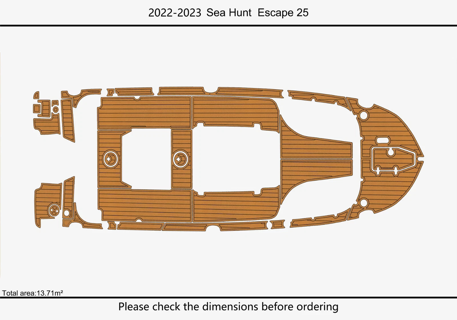 EVA Pads for Sea Hunt 25 Escape (2023) - Foam Teak Deck Flooring