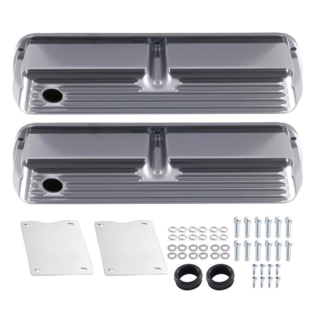 Finned Tall Polished Valve Covers for Ford 289 302 351W (1962–1985)