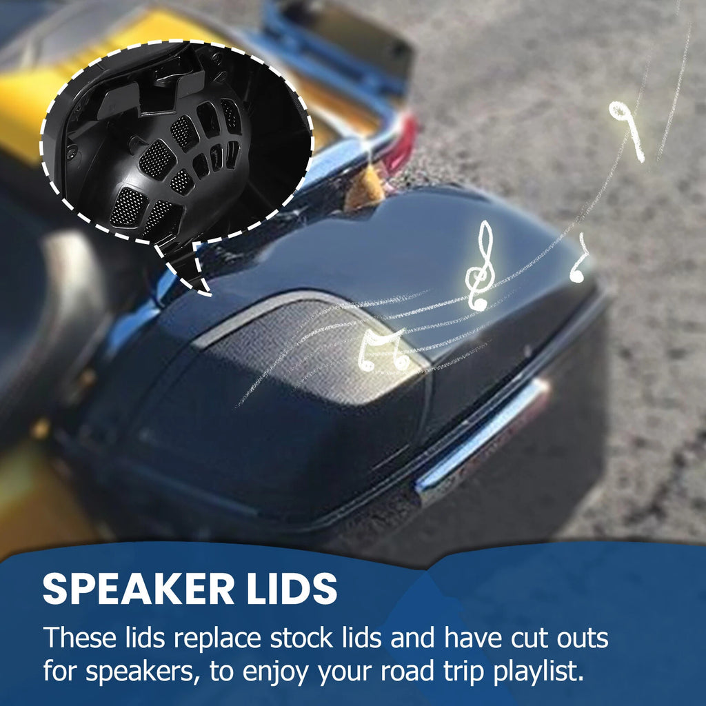 4" Stretched Hard SaddleBags 5x7 Speaker Lids for Harley Street Road Glide (2014–Present)