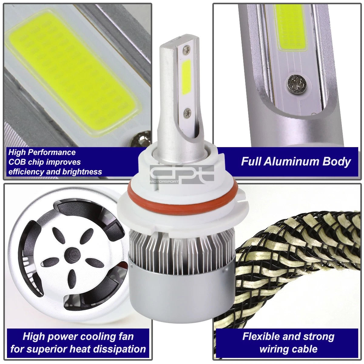 Set of 2 6000K 9004 LED Headlight Bulbs for High/Low Beam