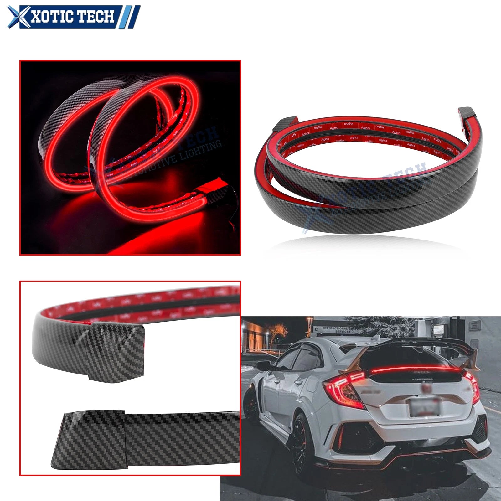 LED Rear Spoiler Lip Tail Brake Light Strip for Honda Civic (2016–2017)
