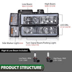 Chrome Smoke LED DRL Headlights for GMC C10 C/K Suburban (1994–2000)