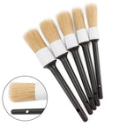 Set of 5 Soft Boar Hair Auto Detailing Brushes for Car Cleaning Wheels