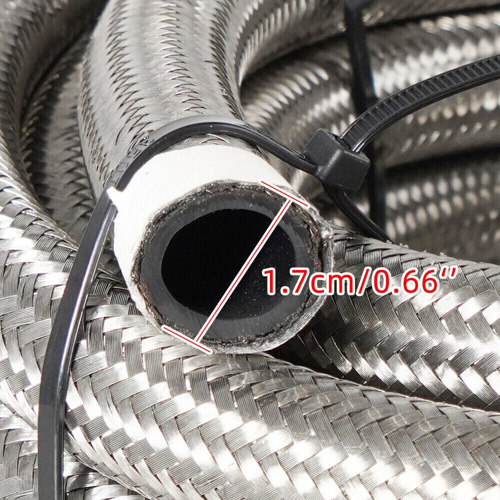 8AN Stainless Steel Nylon Braided Oil Fuel Line Hose 20FT with Swivel Fittings
