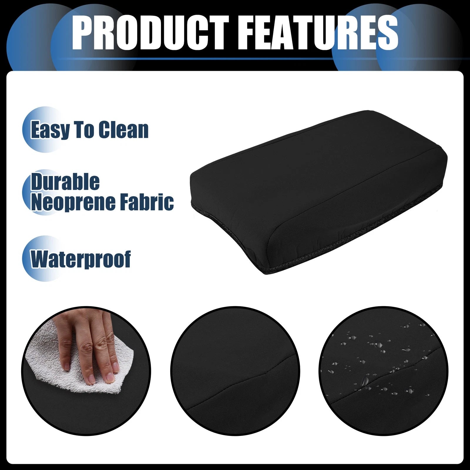 Armrest Protector Cover Pad for Hyundai Tucson (2015–2018) Black 1 Pc