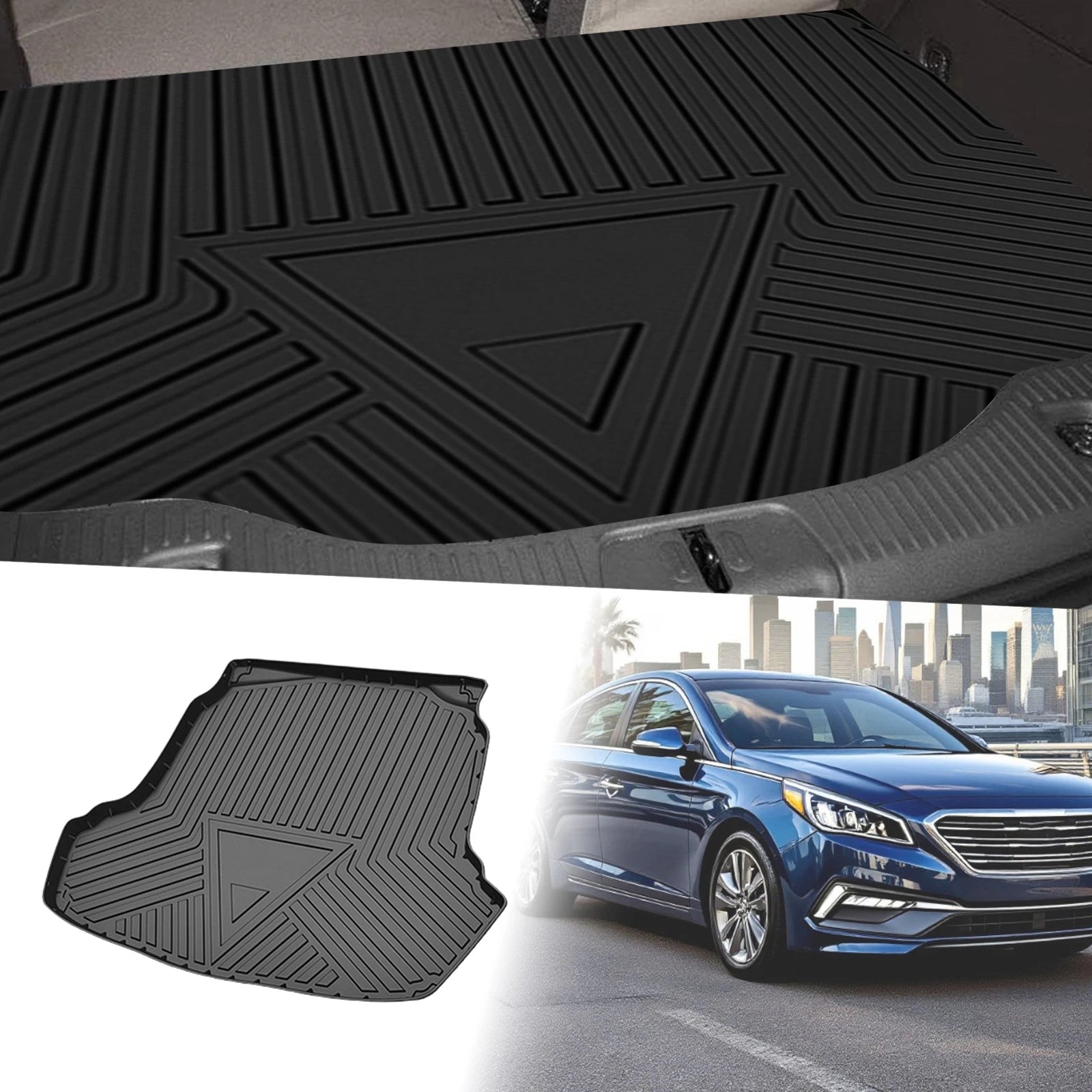 Flat Face Cargo Liner Rear Trunk Mat for Hyundai Sonata (2015–2019) TPE