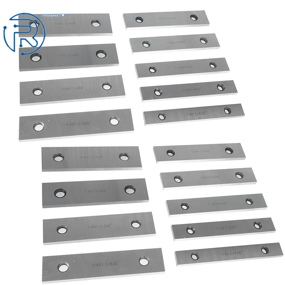 Set of 9 Steel Parallel Blocks for Precision Machining (6" Long, 1/4" Thick)