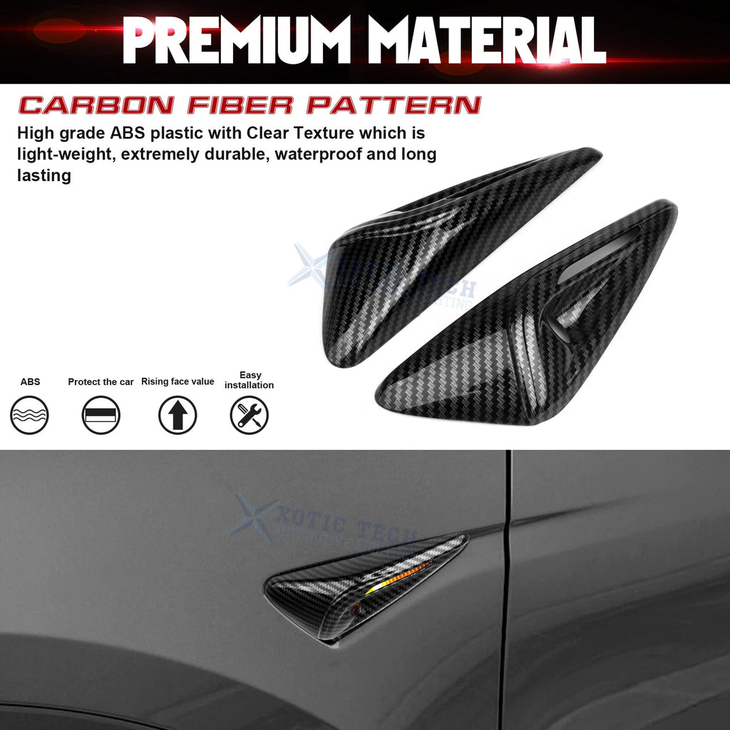Carbon Style Side Camera Trim Cover for Tesla Model Y (2024-2025)