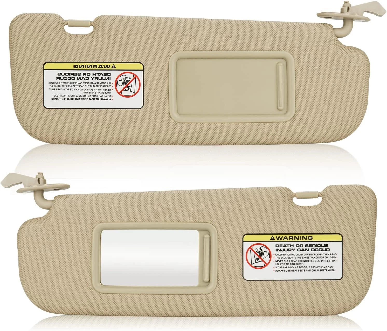 Set of 2 Sun Visors for Hyundai Elantra (2011–2015) Beige Right + Left