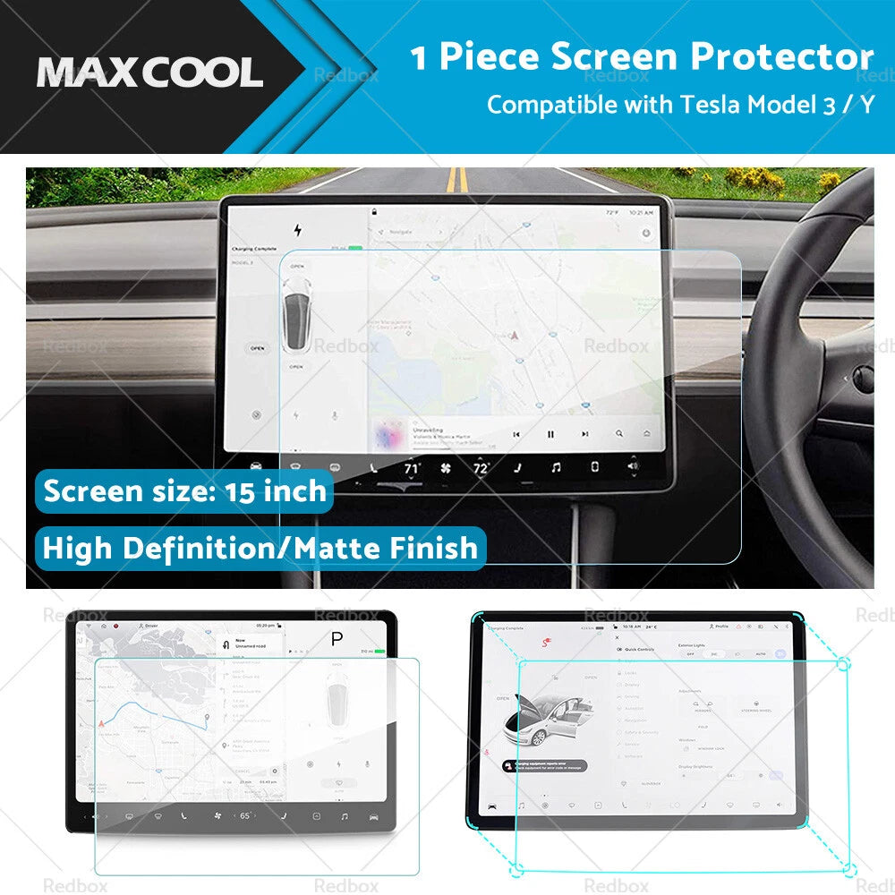 15" Tempered Glass Screen Protector for Tesla Navigation Touchscreen (2018–2023)
