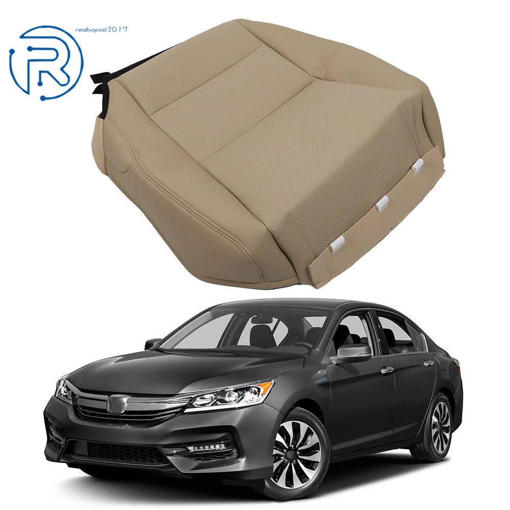 Leather Driver Side Bottom Seat Cover for Honda Accord (2013–2017) Perforated Tan