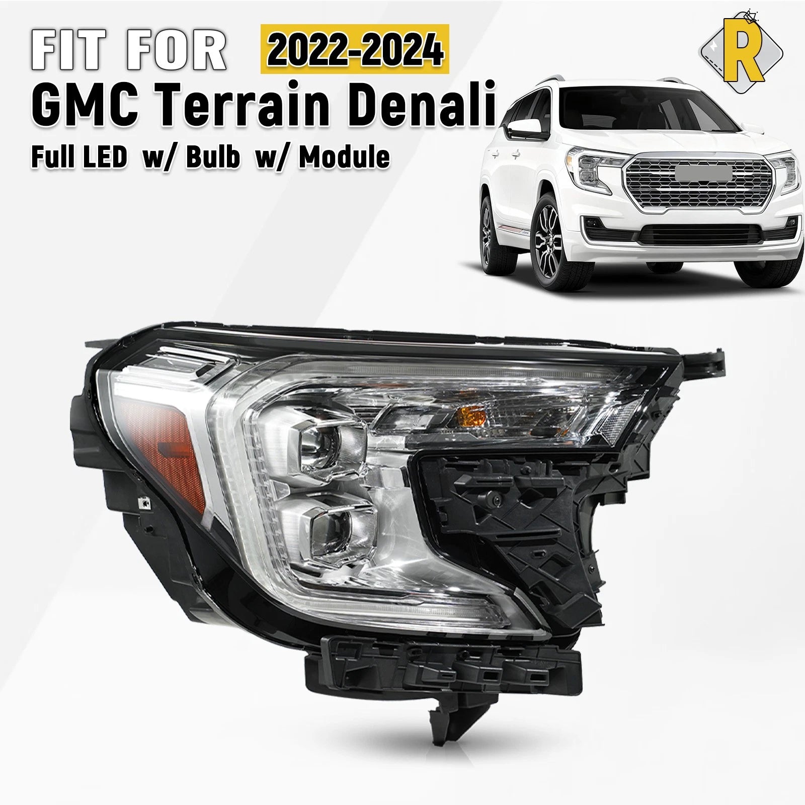 LED Headlight with DRL for GMC Terrain Denali (2022–2024) - Right Passenger