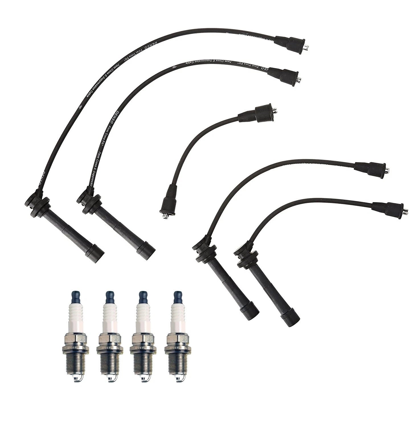 Denso 7mm Wire Set & 4 U-Groove Spark Plugs for Geo Chevy L4