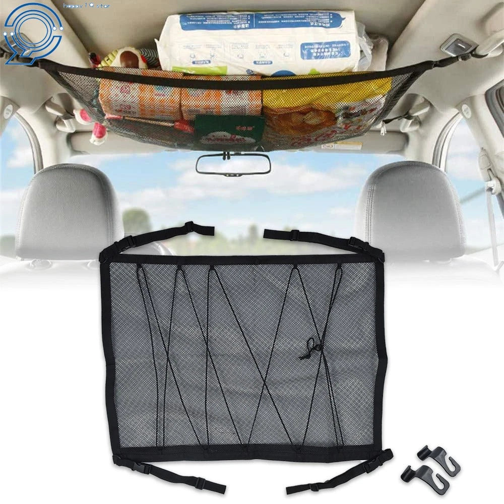 Double-Layer Interior Roof Storage Net for Vehicle (Fits Multiple Models)