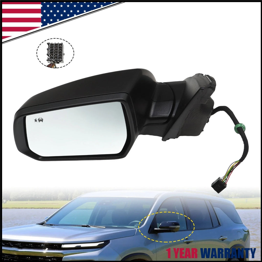 Side Mirror for Chevy Traverse (2022–2024) Turn Signal, Blind Spot, 8 Pins